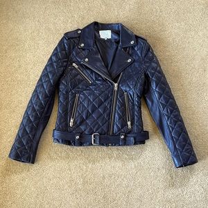 IRO Navy quilted leather moto jacket. Like new, barely worn.